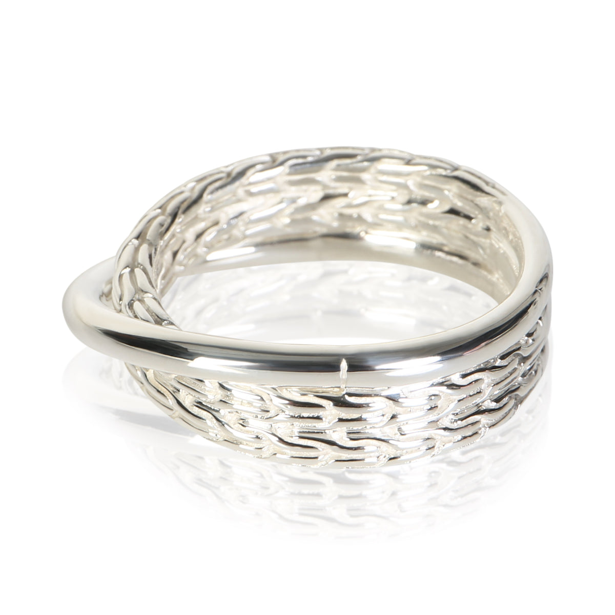 John Hardy Sterling Silver Classic Chain Crossover Ring 2