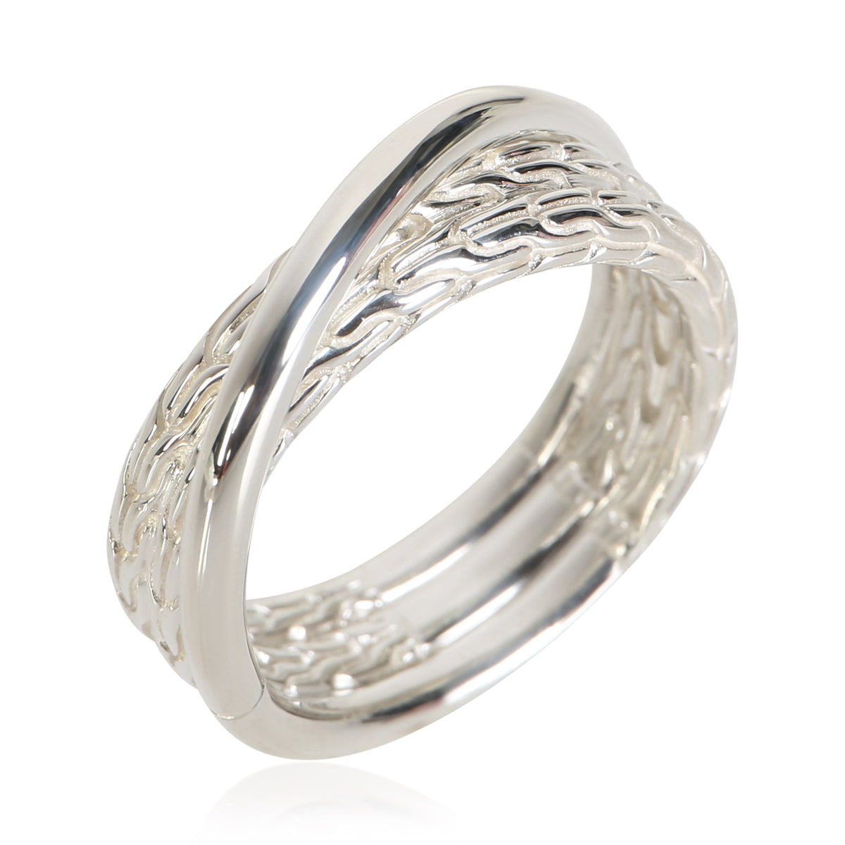 John Hardy Sterling Silver Classic Chain Crossover Ring 4