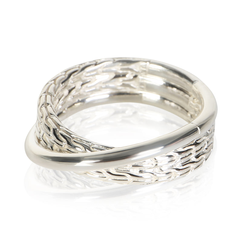 John Hardy Sterling Silver Classic Chain Crossover Ring fv