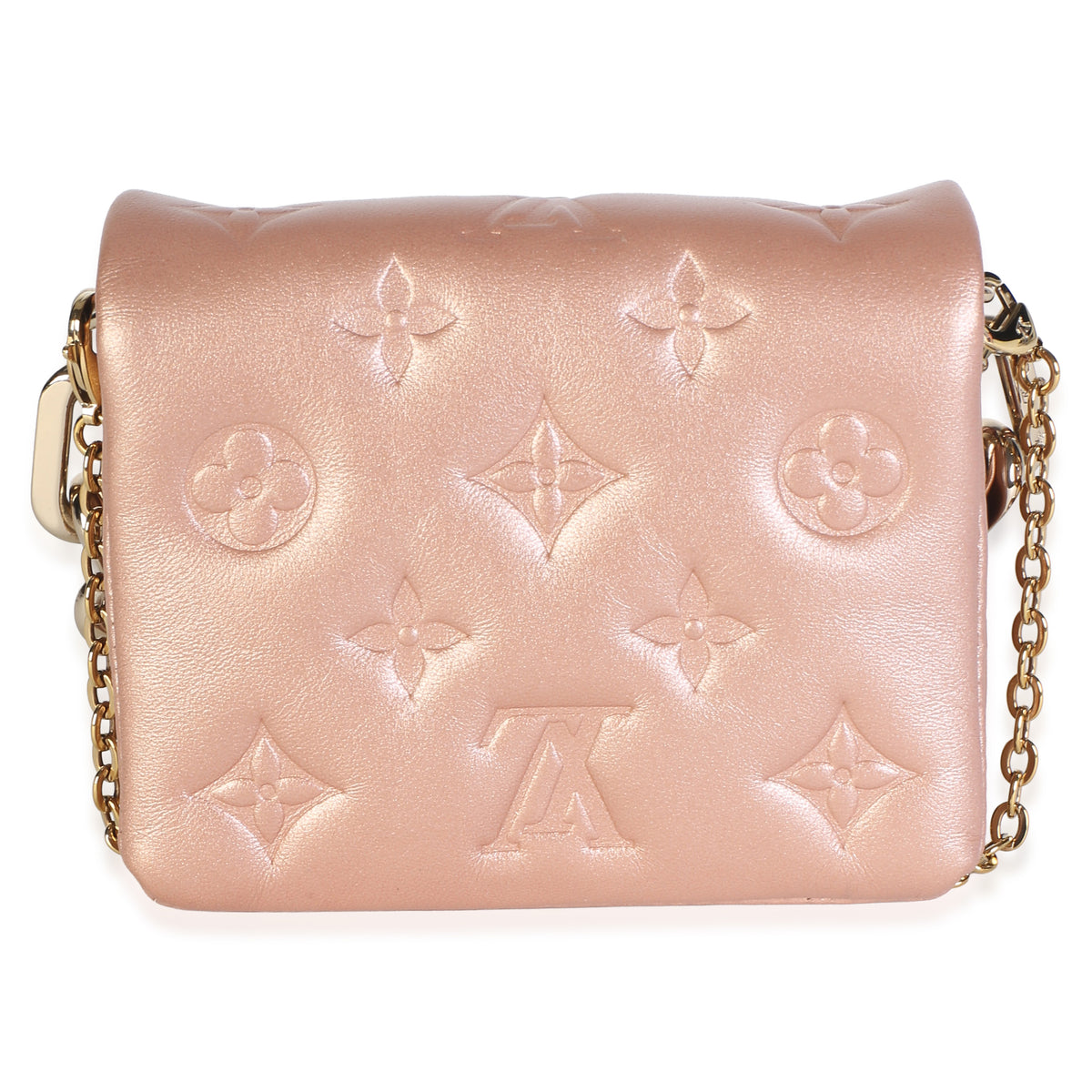 Louis Vuitton Metallic Pink Embossed Monogram Lambskin Coussin Belt Bag Handbag 4