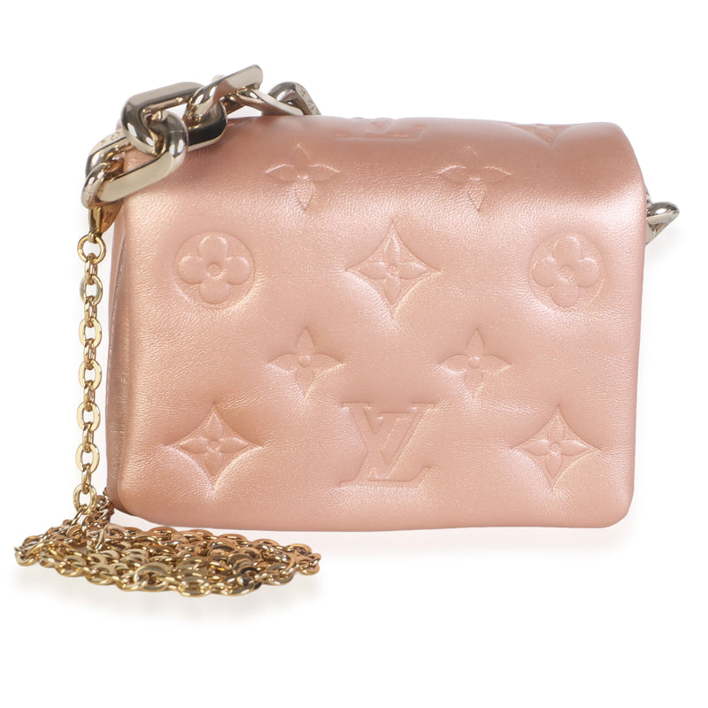 Louis Vuitton Metallic Pink Embossed Monogram Lambskin Coussin Belt Bag Handbag id