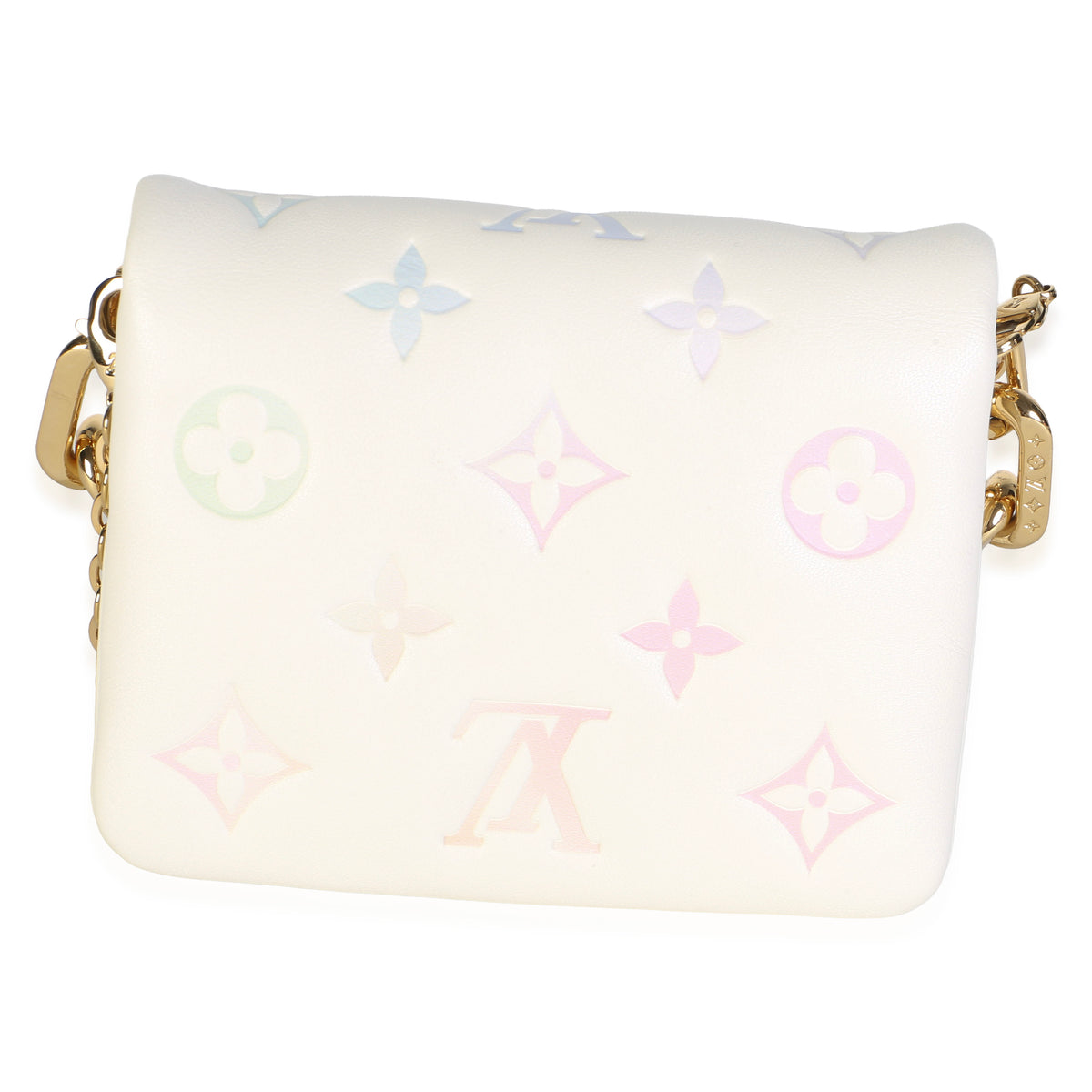 Louis Vuitton Cream Multicolor Gradient Embossed Monogram Lambskin Coussin Belt Handbag 4