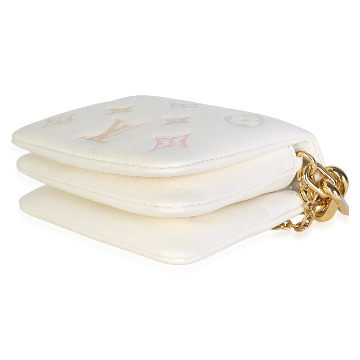 Louis Vuitton Cream Multicolor Gradient Embossed Monogram Lambskin Coussin Belt Handbag 6