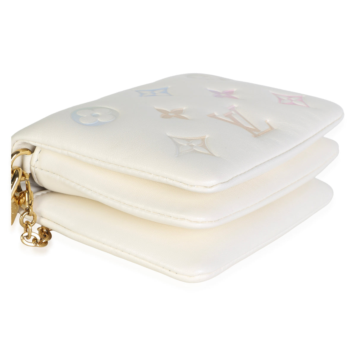 Louis Vuitton Cream Multicolor Gradient Embossed Monogram Lambskin Coussin Belt Handbag 7