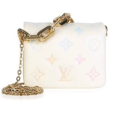 Louis Vuitton Cream Multicolor Gradient Embossed Monogram Lambskin Coussin Belt Handbag fv