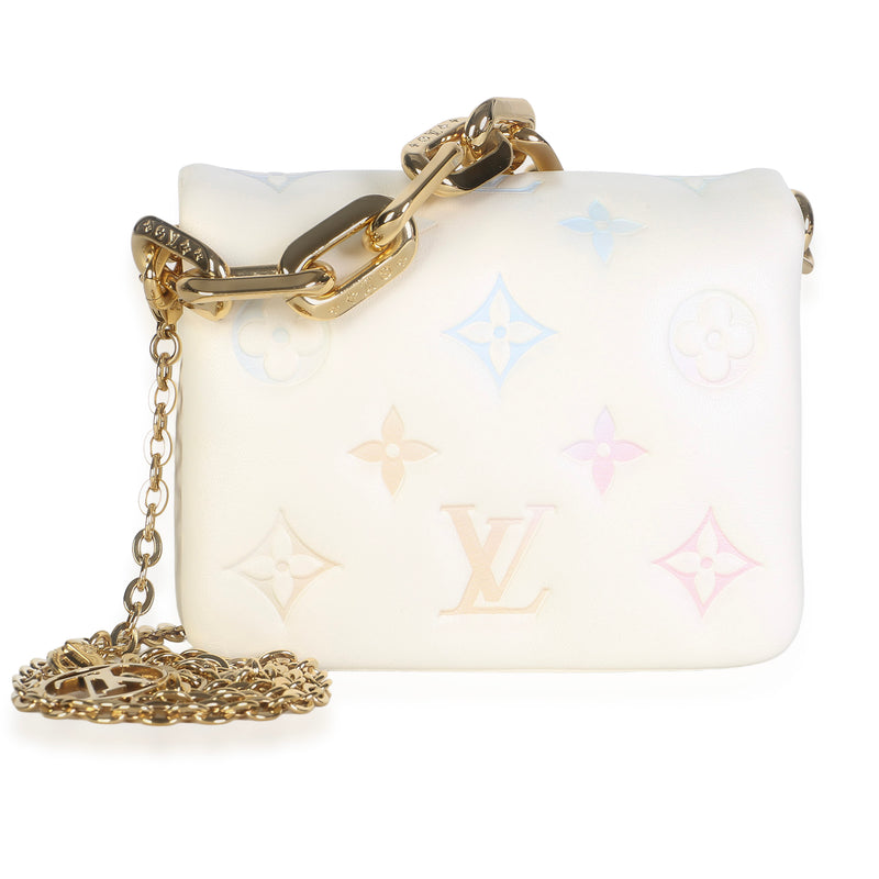 Louis Vuitton Cream Multicolor Gradient Embossed Monogram Lambskin Coussin Belt Handbag id