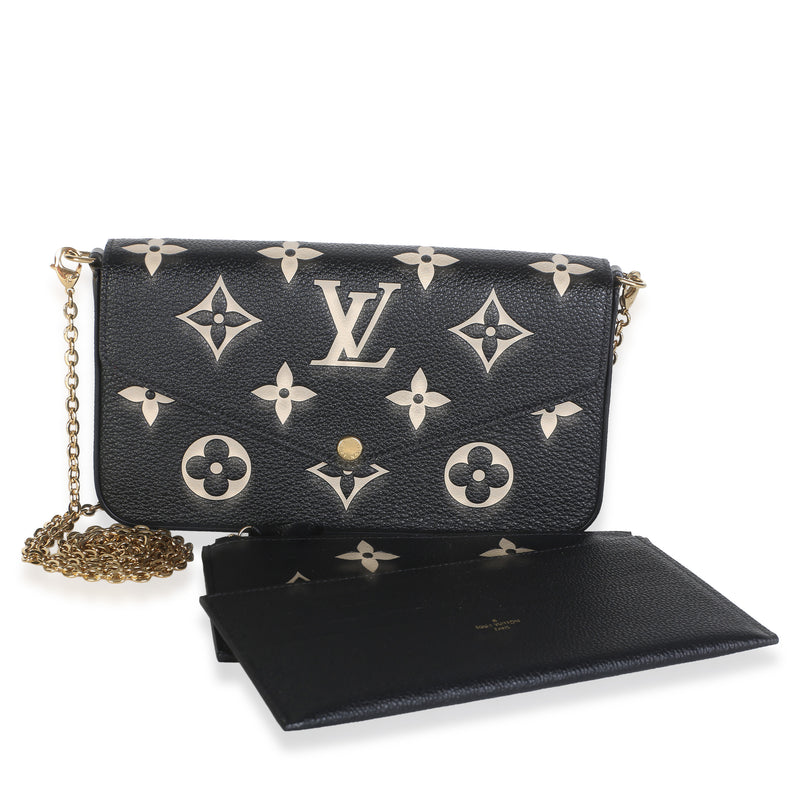 Louis Vuitton Black Beige Bicolor Giant Monogram Empreinte Felicie Pochette Handbag id