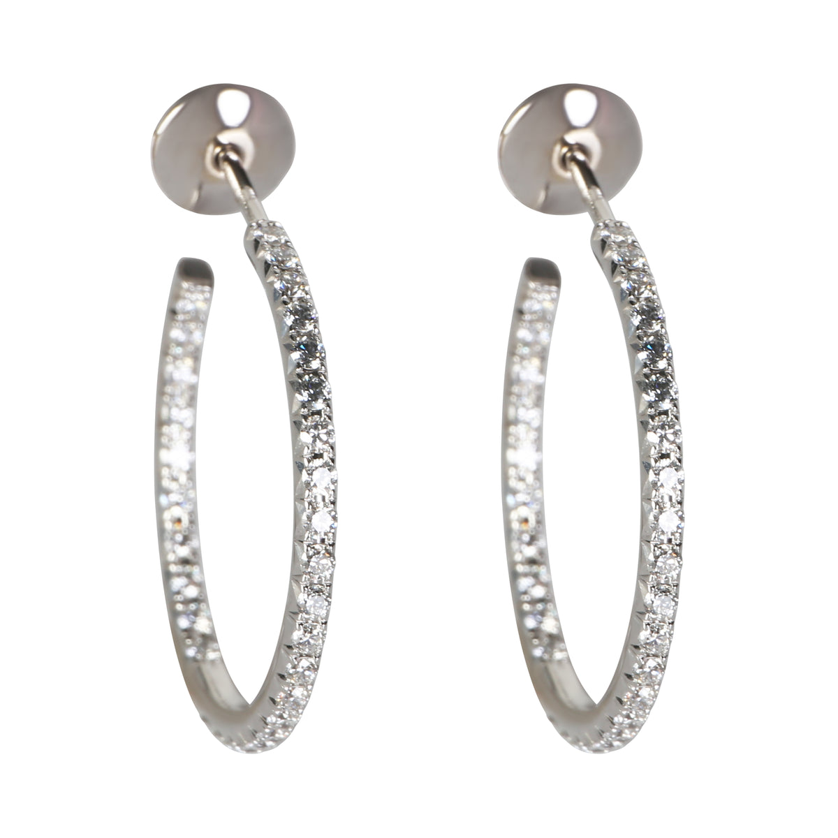 Tiffany & Co. White Gold Diamond Medium Model Metro Hoop Earrings fv