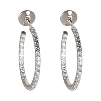 Tiffany & Co. White Gold Diamond Medium Model Metro Hoop Earrings fv
