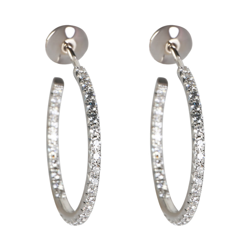 Tiffany & Co. White Gold Diamond Medium Model Metro Hoop Earrings fv