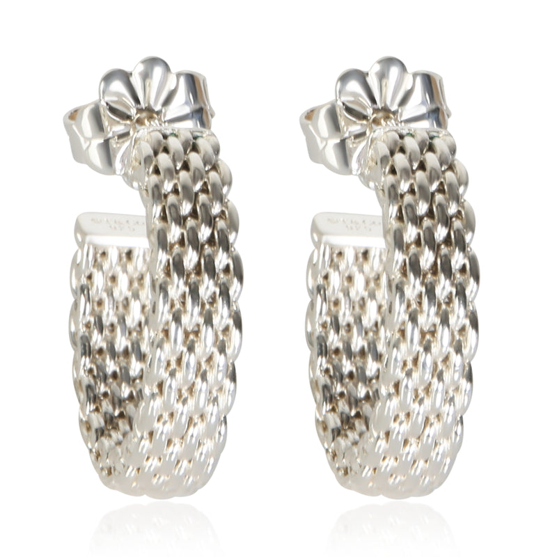 Tiffany & Co. Sterling Silver Somerset Mesh Hoop Earrings fv