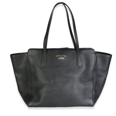 Gucci Black Pebbled Calfskin Medium Swing Tote Handbag id