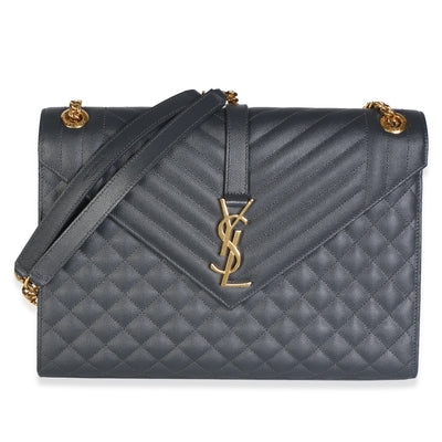 Saint Laurent Storm Grain De Poudre Matelasse Large Triquilt Monogram Satchel Handbag id