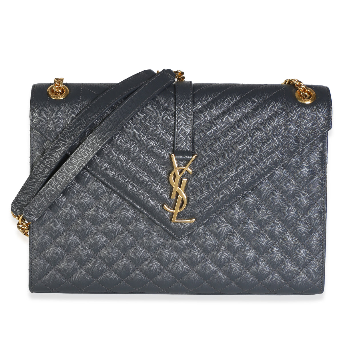 Saint Laurent Storm Grain De Poudre Matelasse Large Triquilt Monogram Satchel Handbag id
