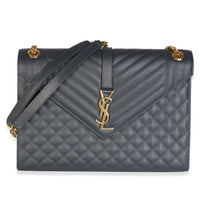 Saint Laurent Storm Grain De Poudre Matelasse Large Triquilt Monogram Satchel Handbag id