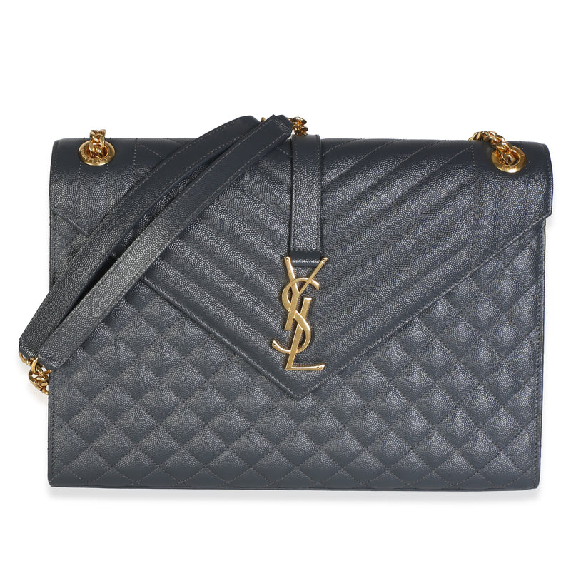Saint Laurent Storm Grain De Poudre Matelasse Large Triquilt Monogram Satchel Handbag id