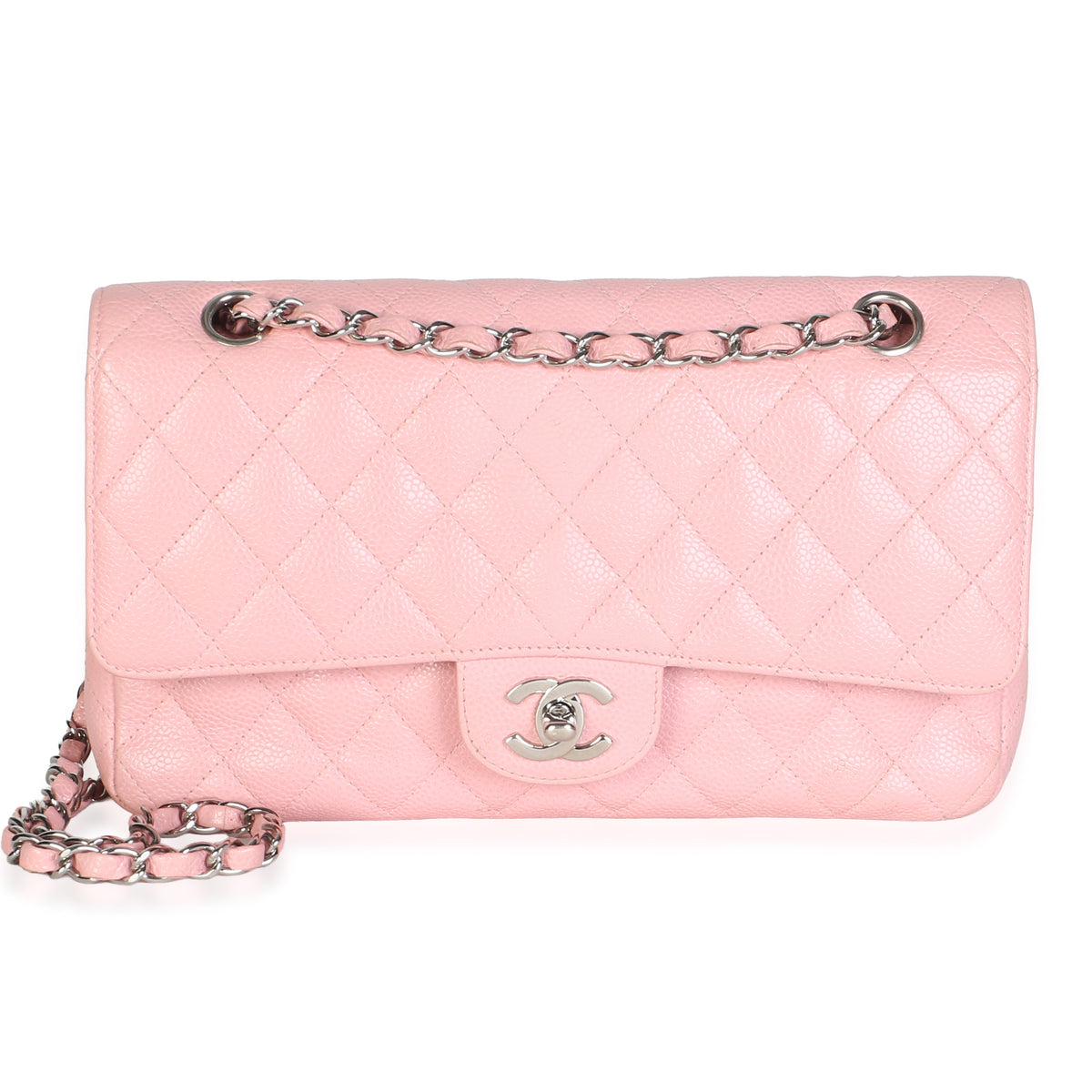 Chanel Pink Quilted Caviar Medium Classic Double Flap Bag Handbag id