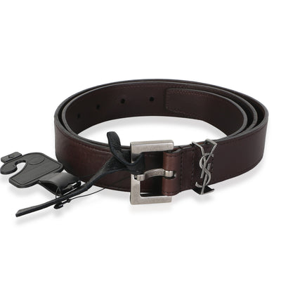 Saint Laurent Brown Oak Smooth Lambskin Cassandre Belt 75 id