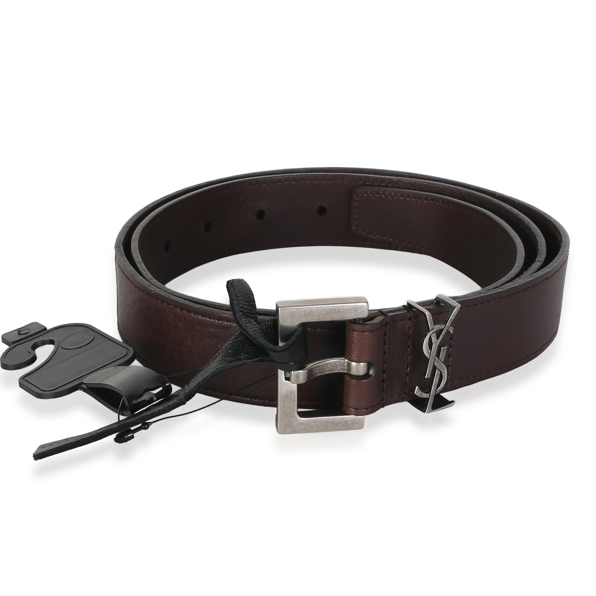 Saint Laurent Brown Oak Smooth Lambskin Cassandre Belt 75 id