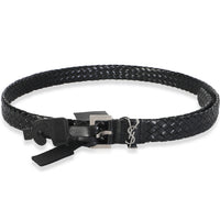 Saint Laurent Black Woven Leather Cassandre Belt 95 id