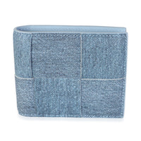 Bottega Veneta Blue Calfskin Denim Print Maxi Intrecciato Compact Wallet Wallet id