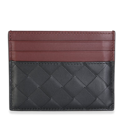Bottega Veneta Black Red Intrecciato Nappa Card Case Wallet id