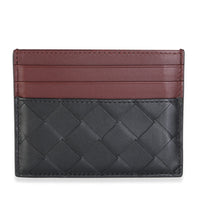 Bottega Veneta Black Red Intrecciato Nappa Card Case Wallet id