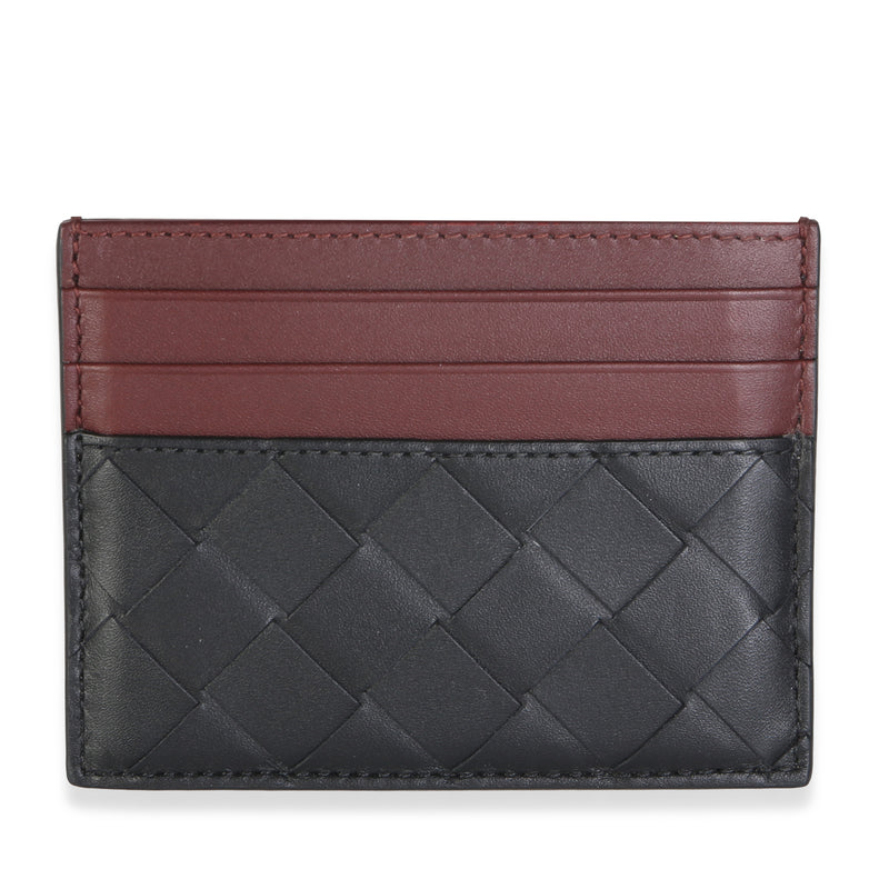 Bottega Veneta Black Red Intrecciato Nappa Card Case Wallet id