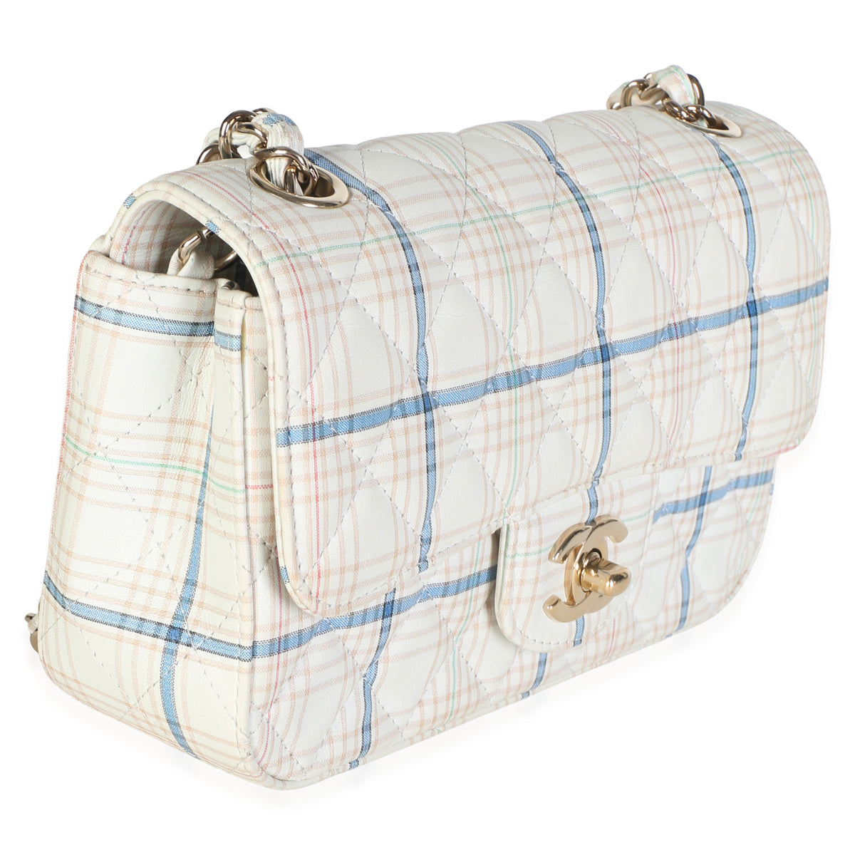 Chanel White Multicolor Calfskin Tweed Print Mini Rectangular Flap Bag Handbag 3