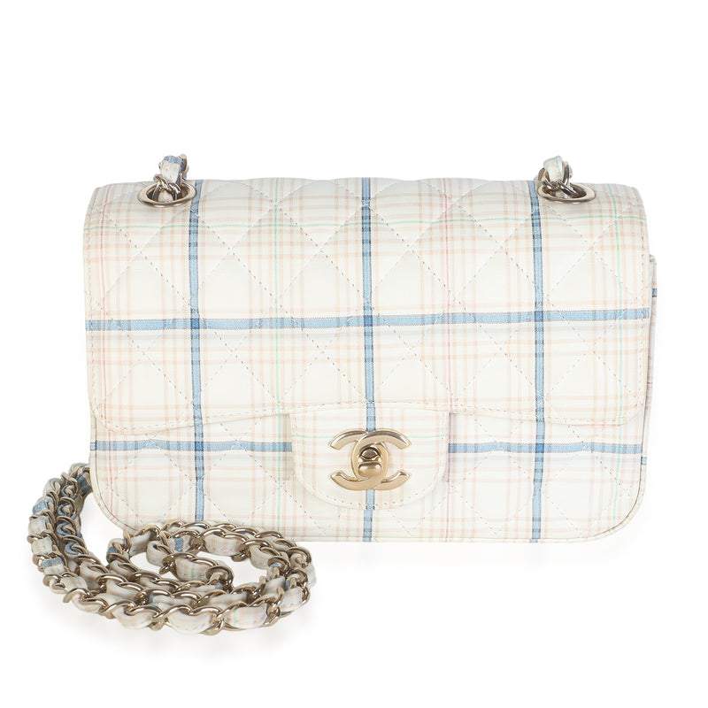 Chanel White Multicolor Calfskin Tweed Print Mini Rectangular Flap Bag Handbag fv