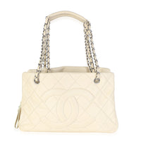 Chanel Ivory Quilted Caviar CC Timeless Soft Tote Handbag id