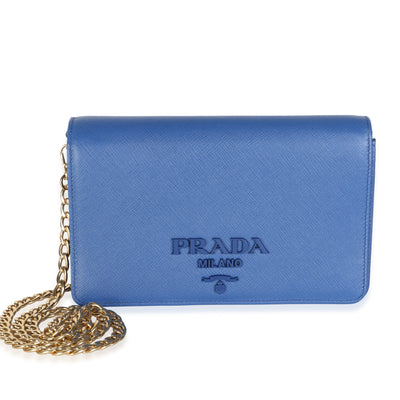 Prada Bluette Saffiano Lux Monochrome Chain Wallet Handbag id