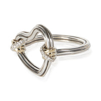 John Hardy Yellow Gold & Sterling Silver Diamond Bamboo Heart Ring 2
