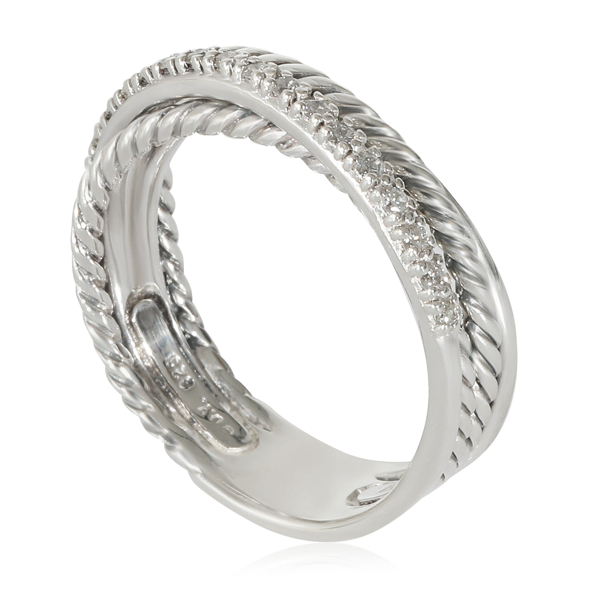 David Yurman Sterling Silver Diamond Crossover Ring