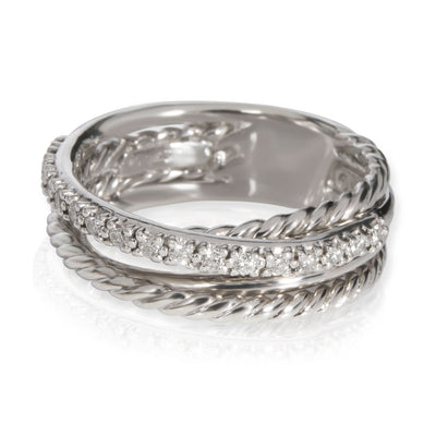 David Yurman Sterling Silver Diamond Crossover Ring