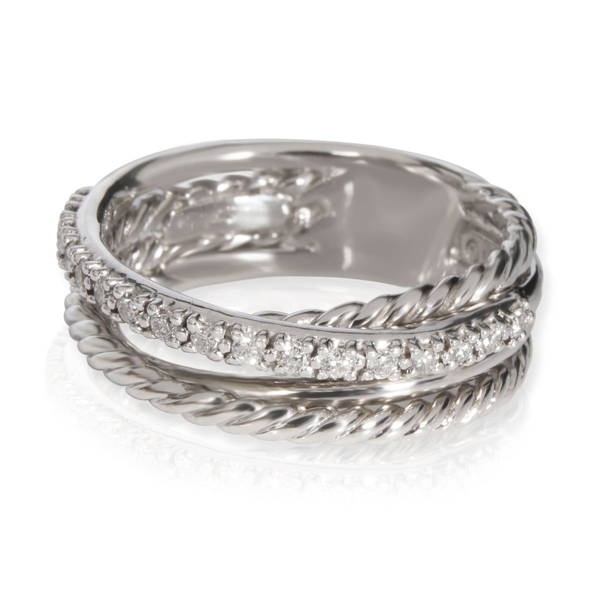 David Yurman Sterling Silver Diamond Crossover Ring