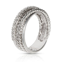 David Yurman Sterling Silver Diamond Crossover Ring