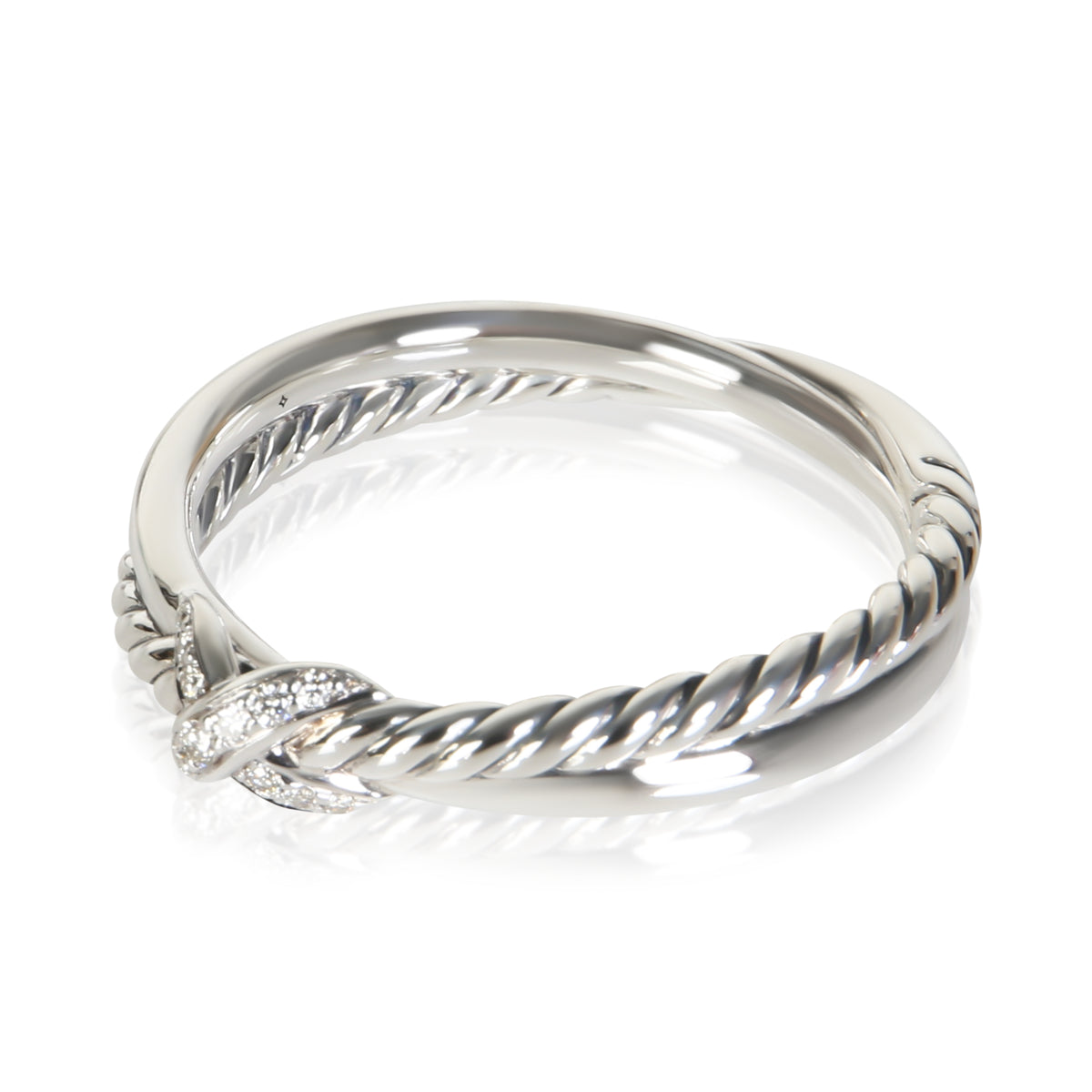 David Yurman Sterling Silver Diamond Crossover X Ring 2