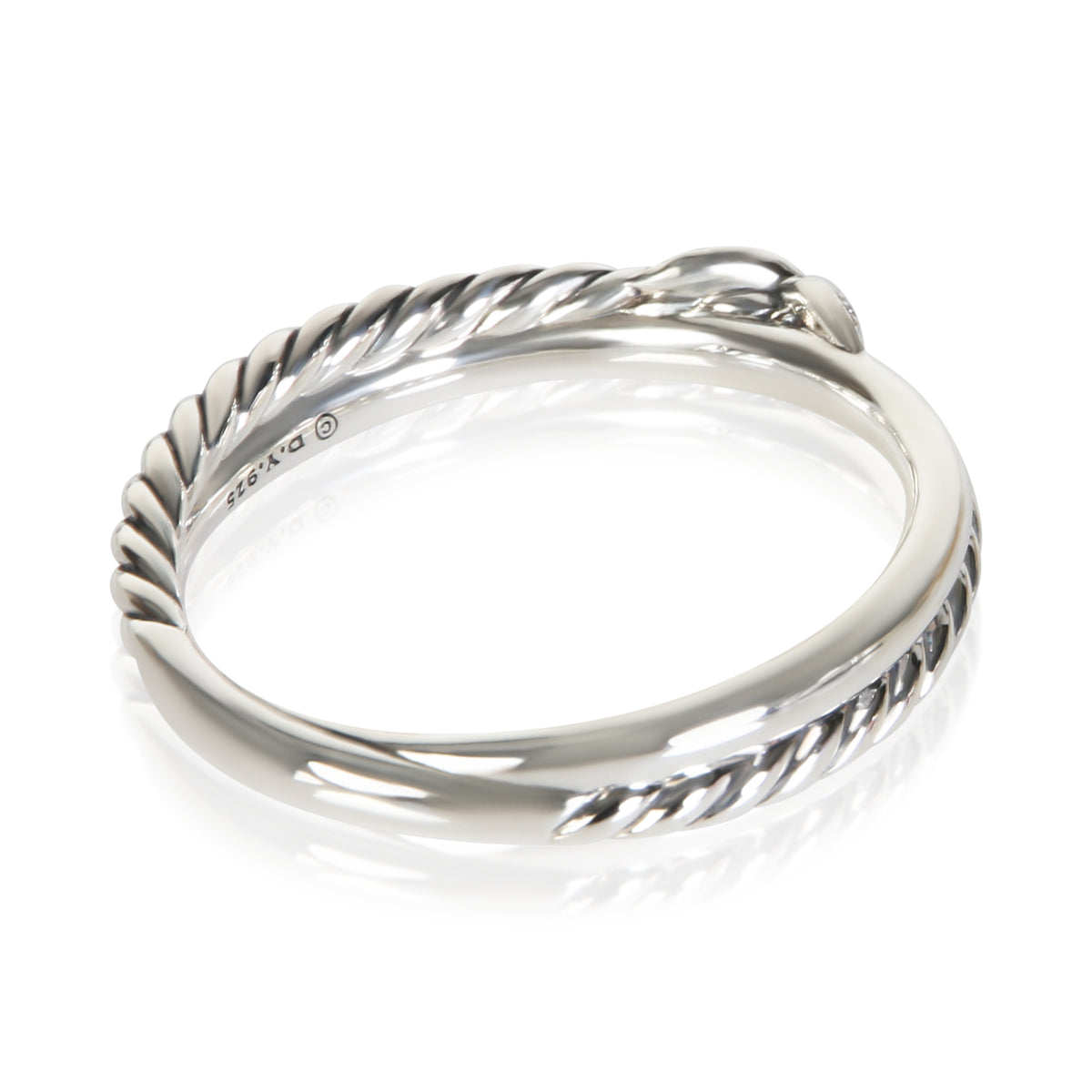 David Yurman Sterling Silver Diamond Crossover X Ring 3