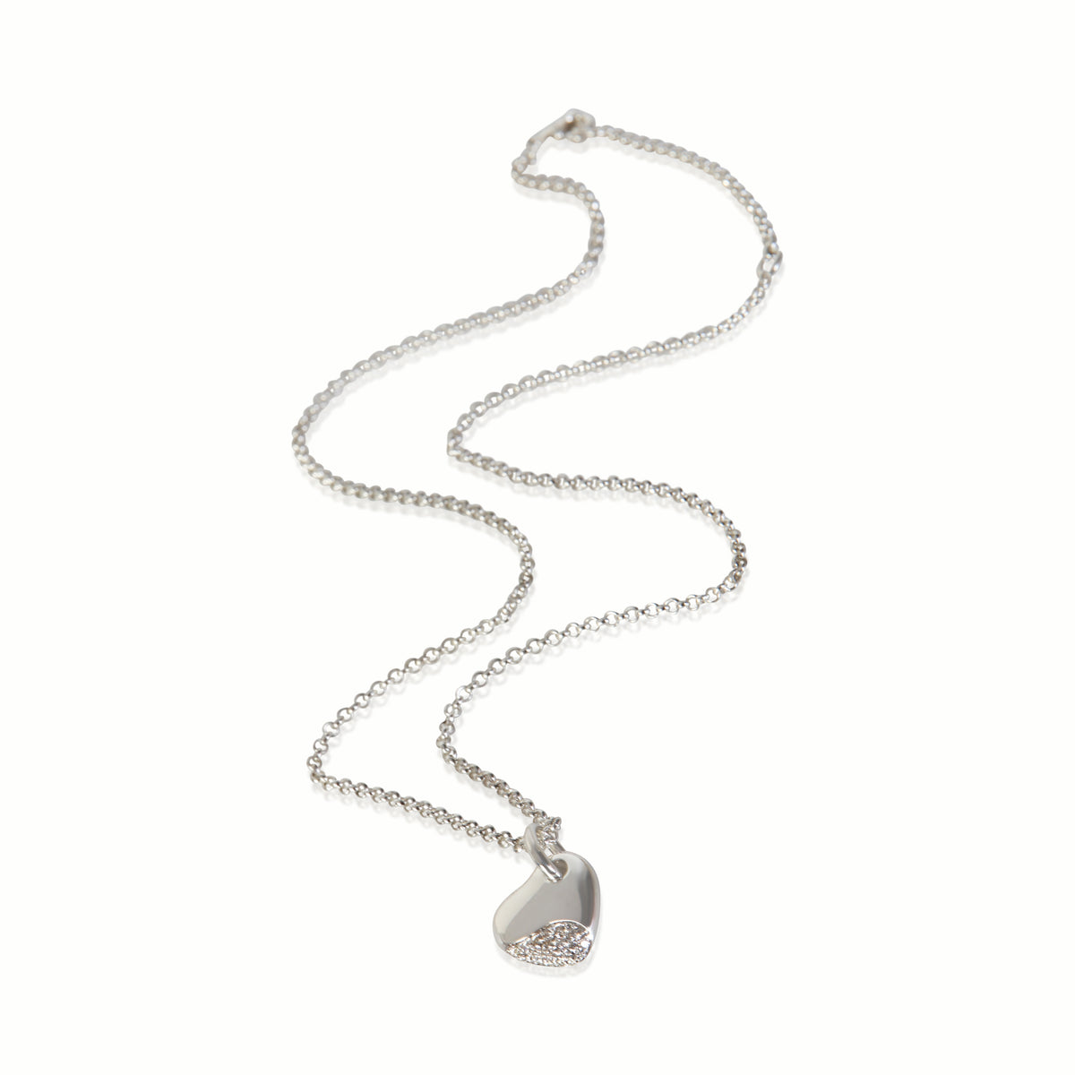 John Hardy Sterling Silver Diamond Pebble Heart Pendant 3