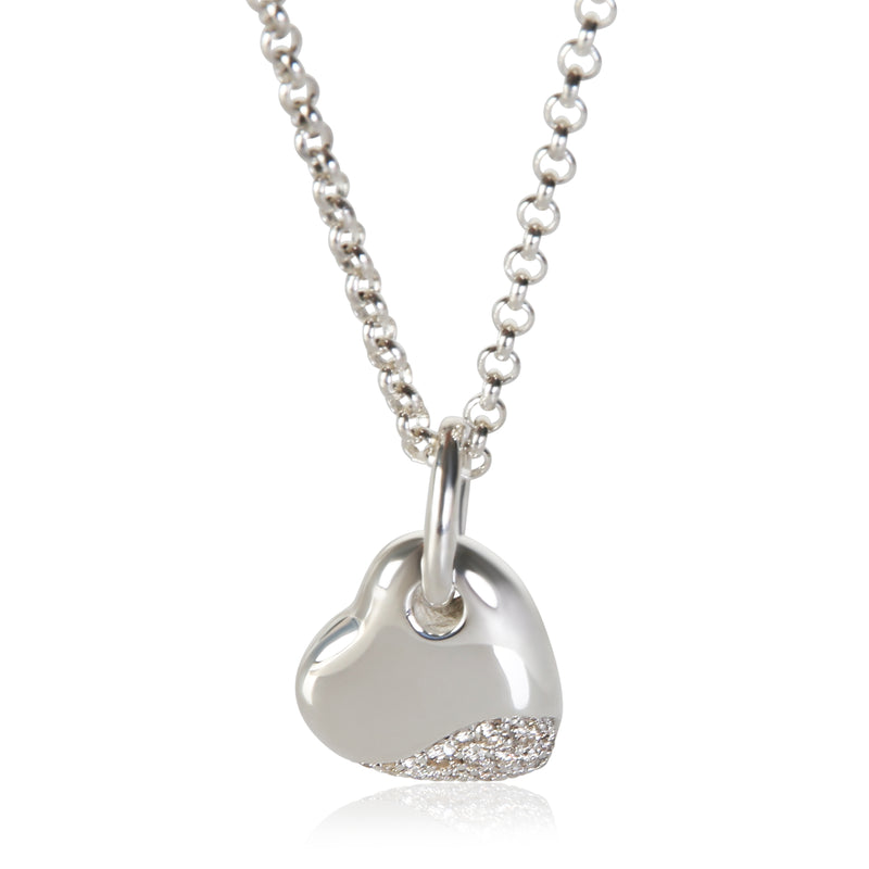 John Hardy Sterling Silver Diamond Pebble Heart Pendant fv