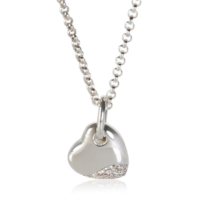 John Hardy Sterling Silver Diamond Pebble Heart Pendant fv