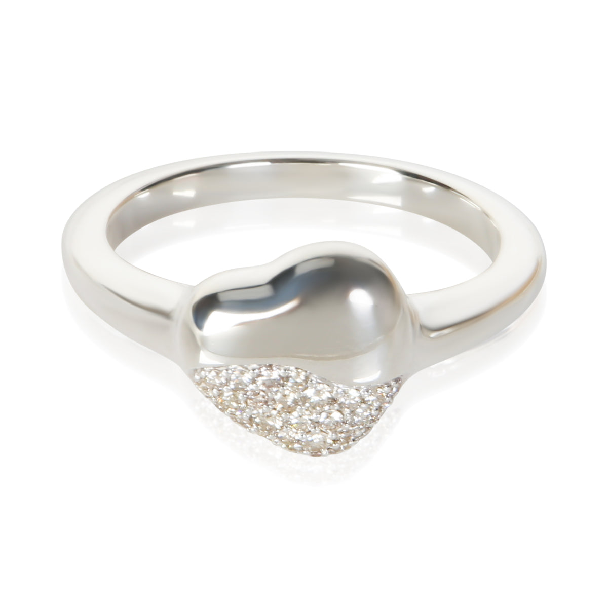 John Hardy Sterling Silver Diamond Pebble Heart Ring fv