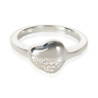 John Hardy Sterling Silver Diamond Pebble Heart Ring fv