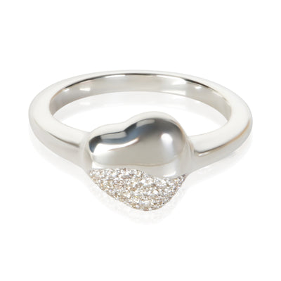 John Hardy Sterling Silver Diamond Pebble Heart Ring fv