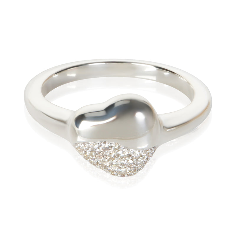 John Hardy Sterling Silver Diamond Pebble Heart Ring fv