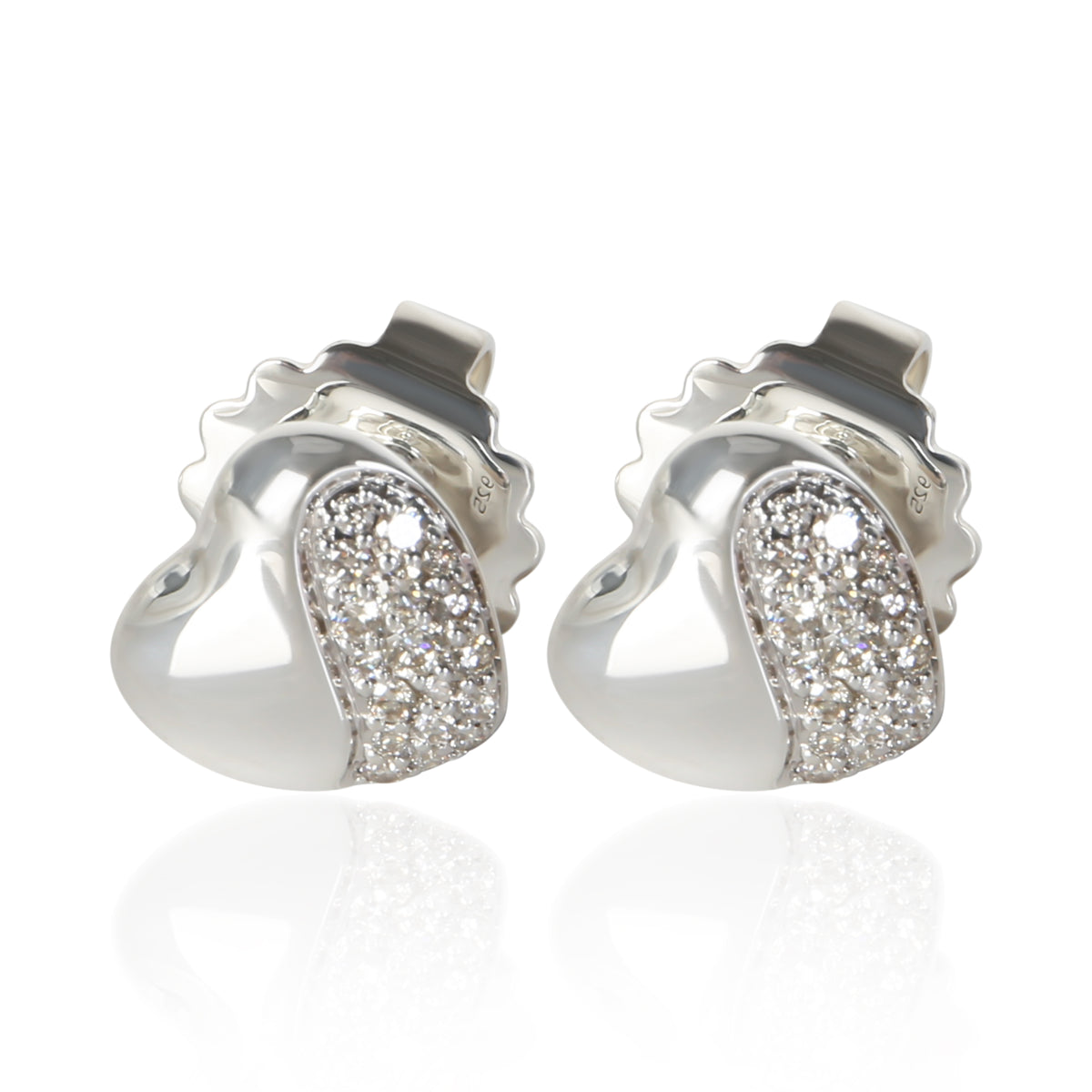 John Hardy Sterling Silver Diamond Pebble Heart Earrings 2