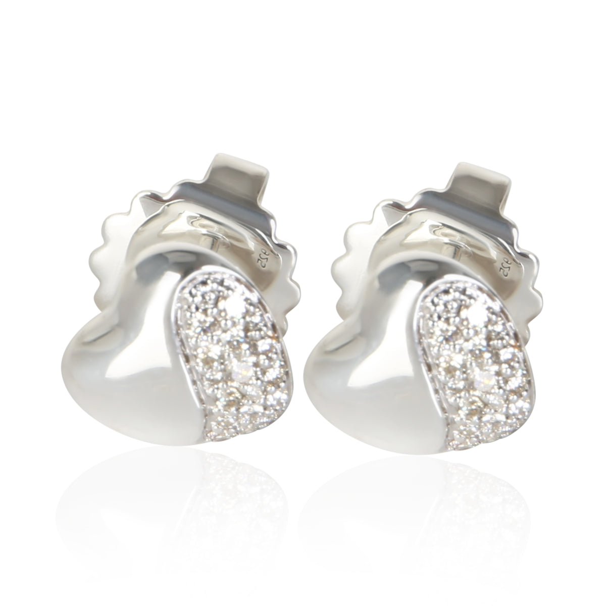 John Hardy Sterling Silver Diamond Pebble Heart Earrings fv