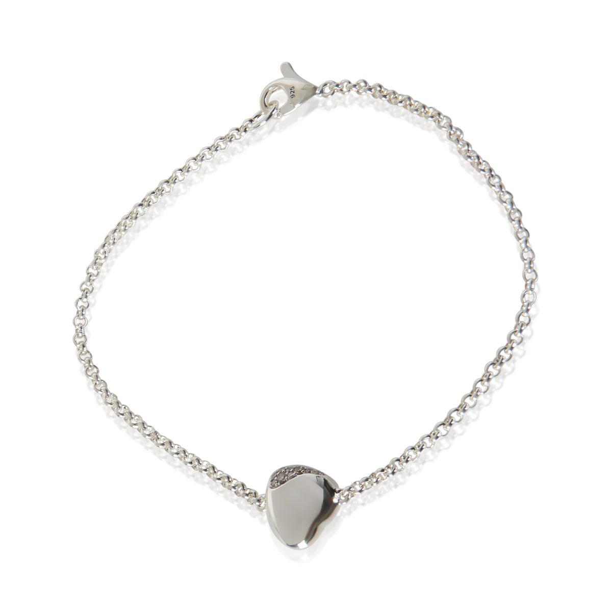 John Hardy Sterling Silver Diamond Pebble Heart Bracelet 2