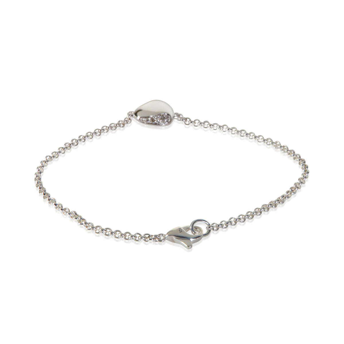 John Hardy Sterling Silver Diamond Pebble Heart Bracelet 3